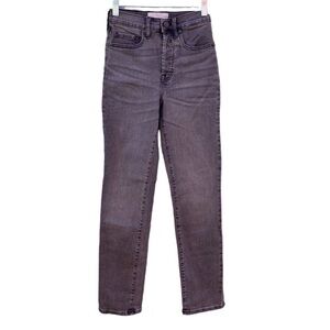 Everlane Charcoal High Rise Slim Straight Button Fly Jeans Cigarette Sz 24